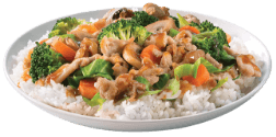 Teriyaki chicken meal in a bowl
